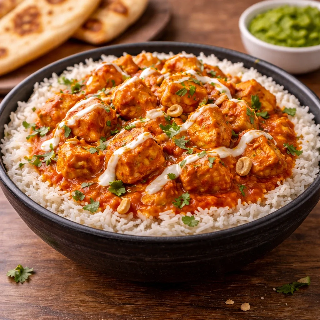 Butter Chicken Pizza at Hot Pizza & Donair Calgary — homemade butter chicken sauce with 100% mozzarella on fresh dough